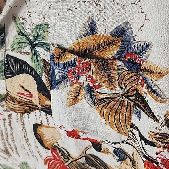 Coofandy Cotton Linen Blend Size L Men's Short Sleeve Tropical Henley - Picture 3 of 7